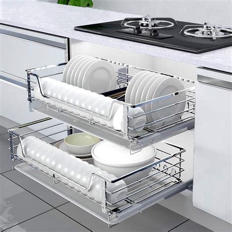 kitchen cabinets steel racks|pull out dish rack cabinet.